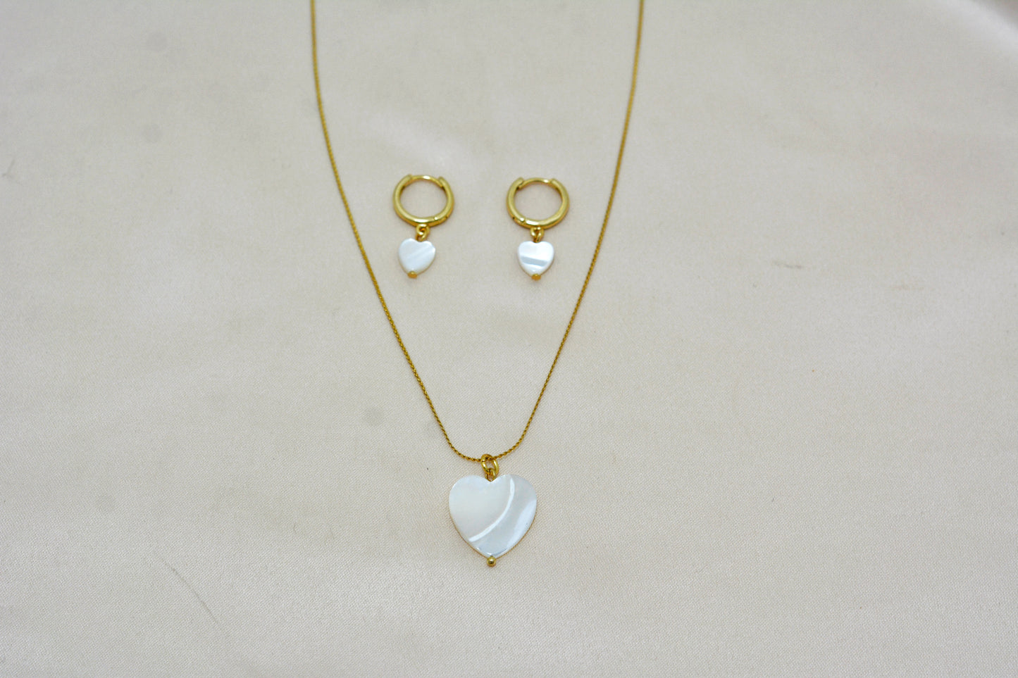 Set corazón madre perla