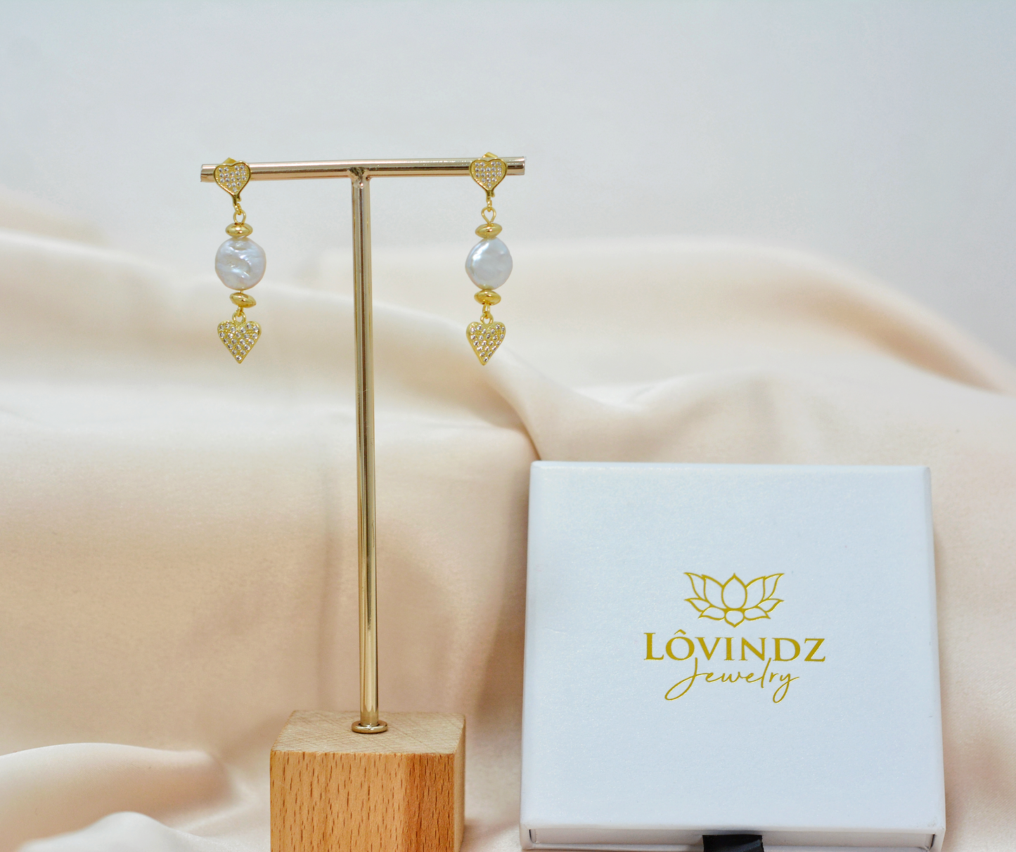 Aretes largos corazón