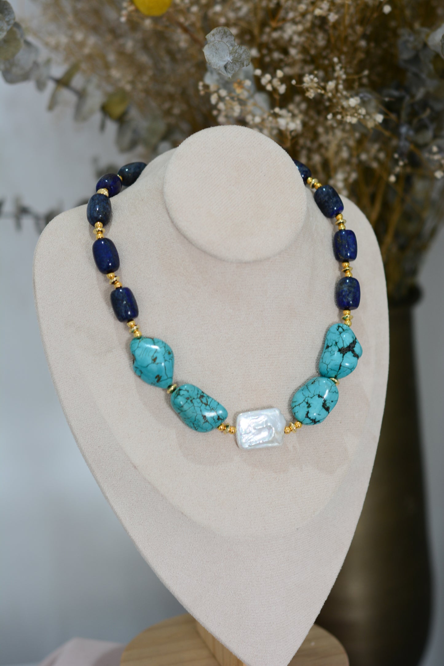 Collar turquesa y lapislázuli