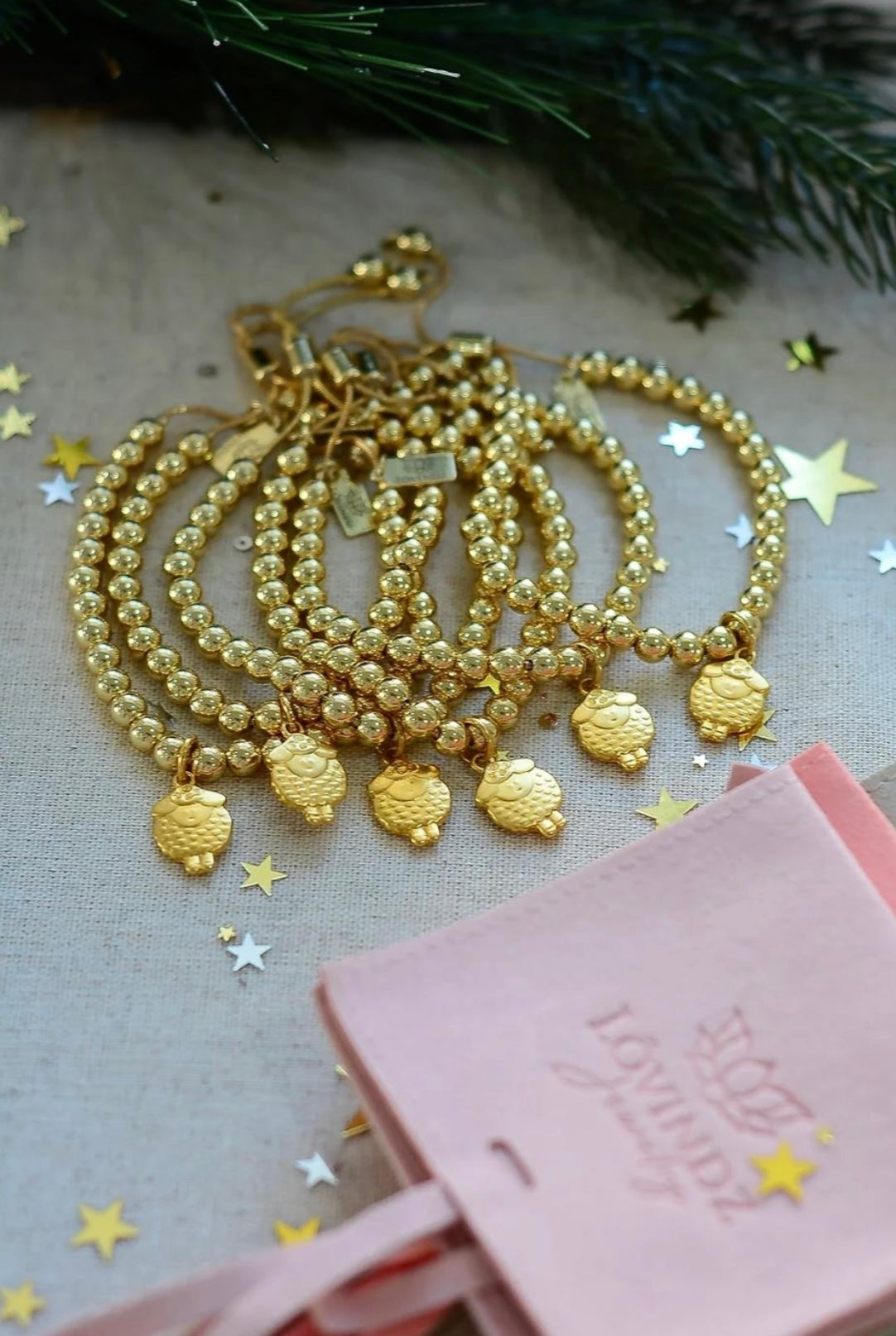 Paquete 6 pulseras borreguitos