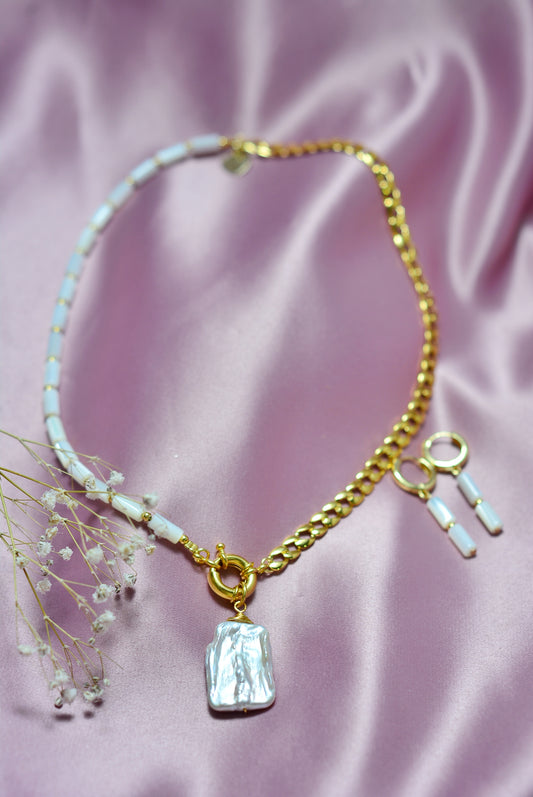 Collar madre perla y perla Keshi