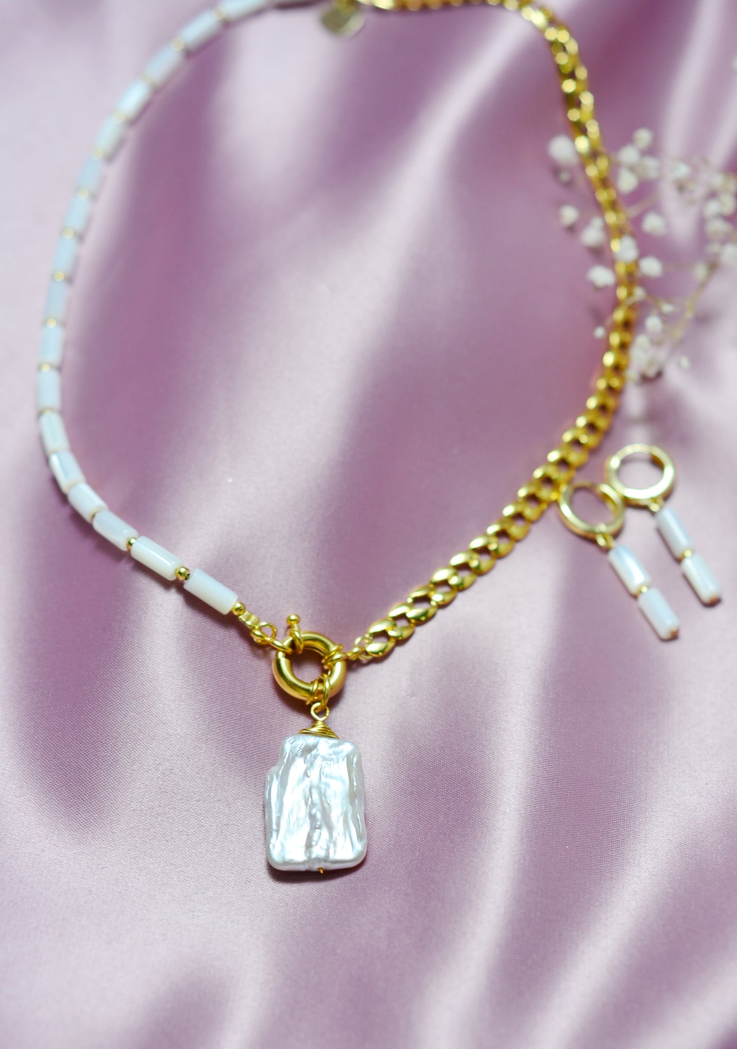 Collar madre perla y perla Keshi