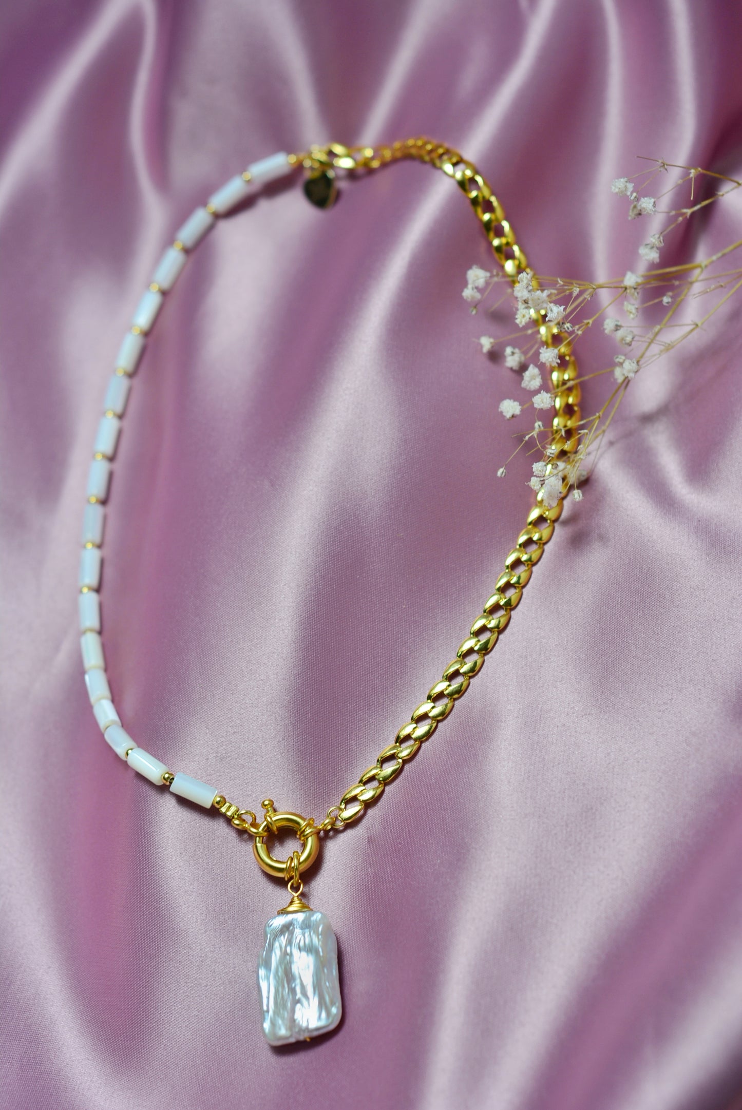 Collar madre perla y perla Keshi