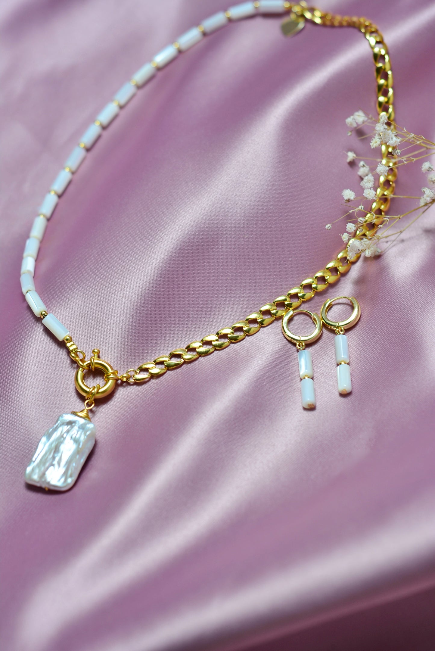 Collar madre perla y perla Keshi