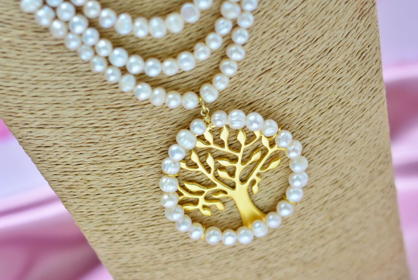 Collar 4 hilos, perla de rio.